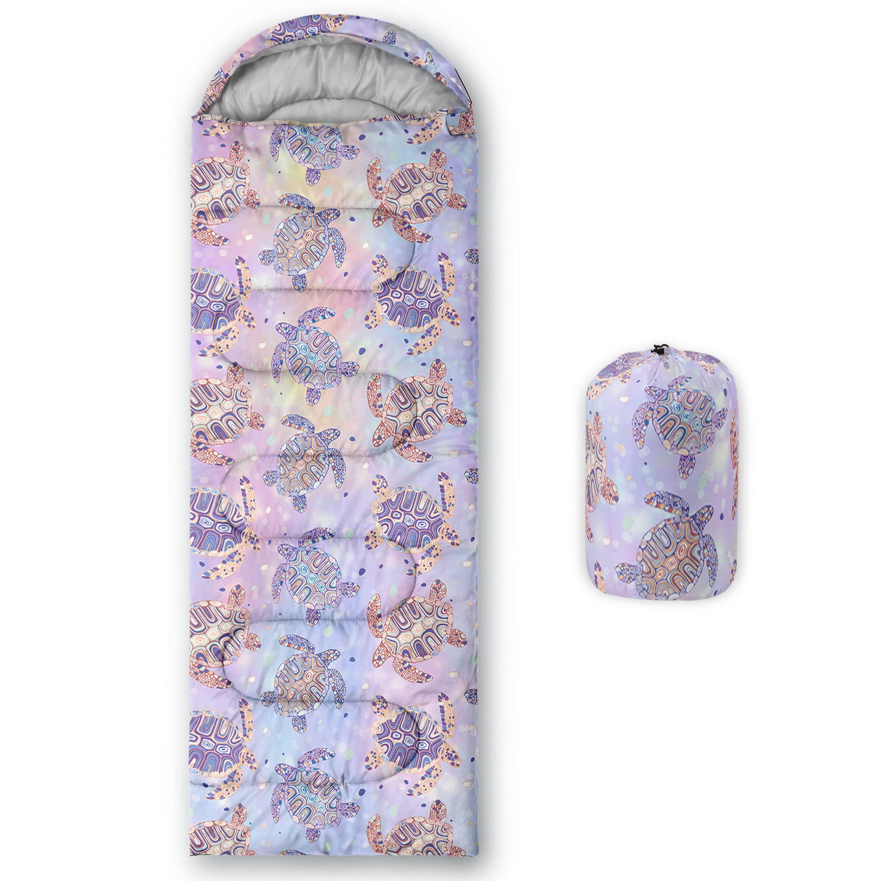 HOSIMA Sleeping Bags for Boys Girls Kids,Sea Turtle Printed Lightweight Warm Portable Outdoor Indoor Waterproof Cold Resistant Sleeping Bag for Camping Hiking (Turtle)