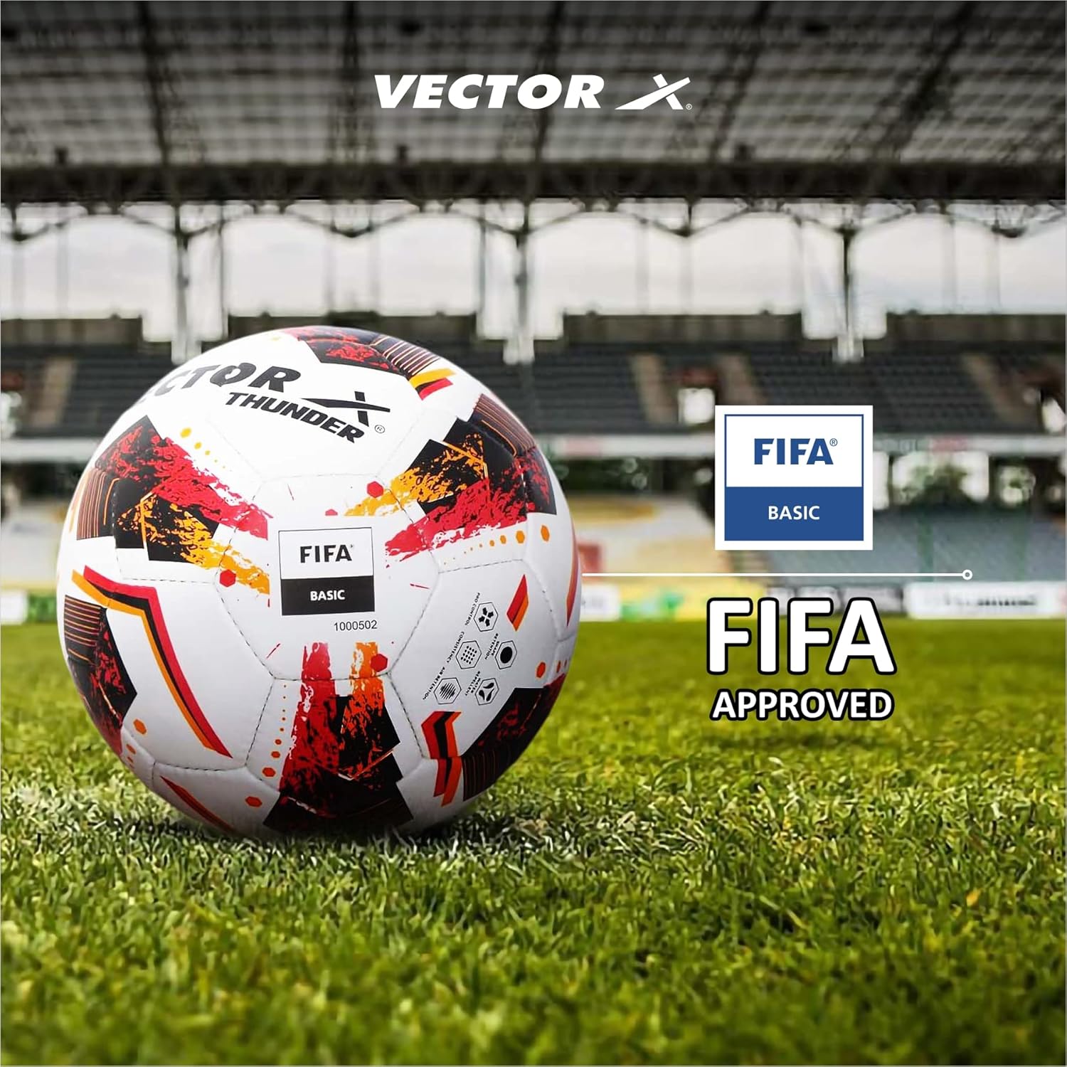 Vector X Thunder FIFA Basic Football (White-Red)
