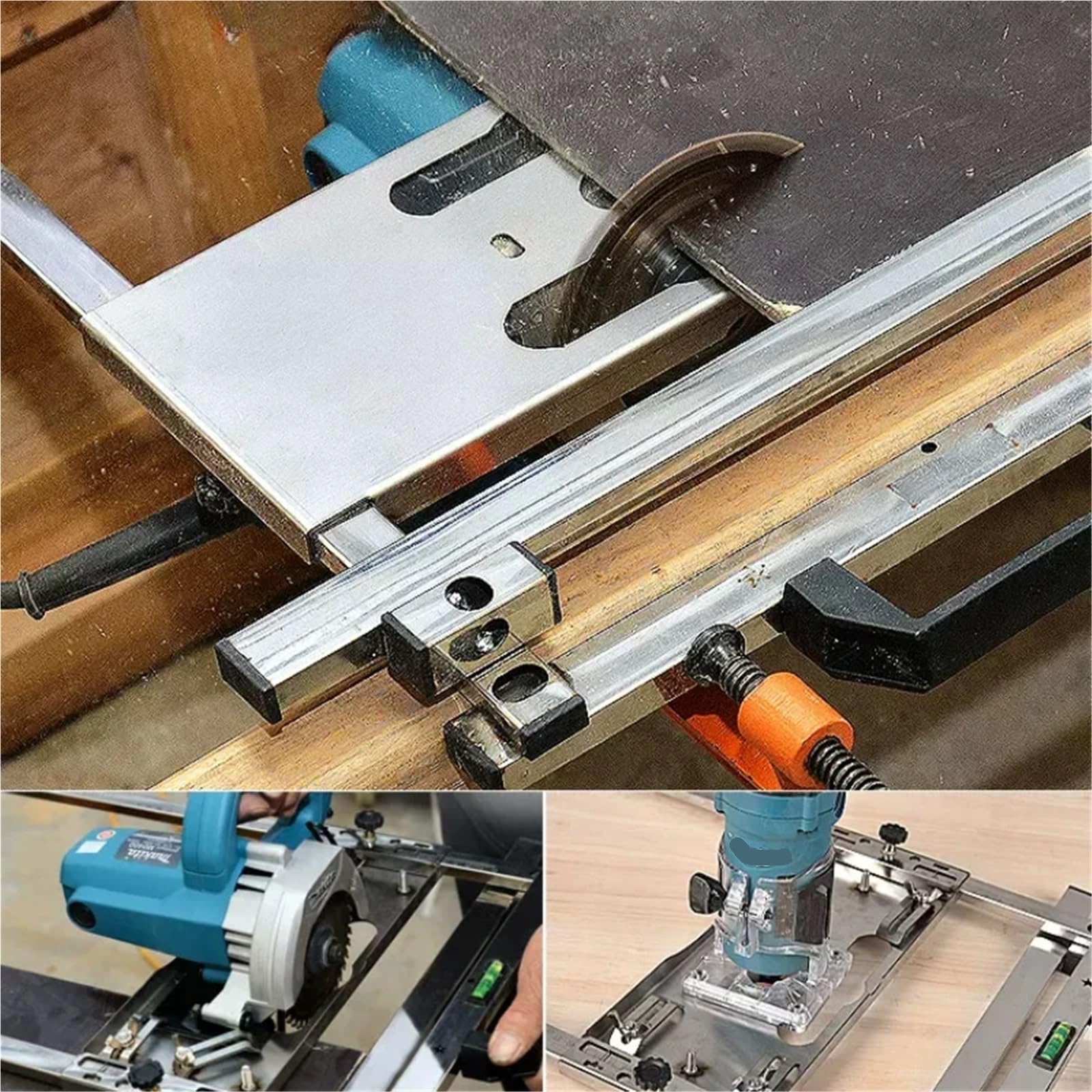 Carril de Valla para Carpintería Guía de corte, sierra Circular, carril guía, fresado, posicionamiento carpintería, tablero respaldo, herramientas y máquina, accesorios sierras mesa