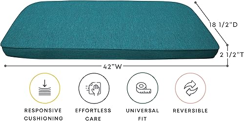 Miniatura 2 de Honeycomb Cojín para exteriores de 42 pulgadas de ancho x 18.5 pulgadas de profundidad x 2.5 pulgadas de alto, cojín de banco de sofá biplaza verde