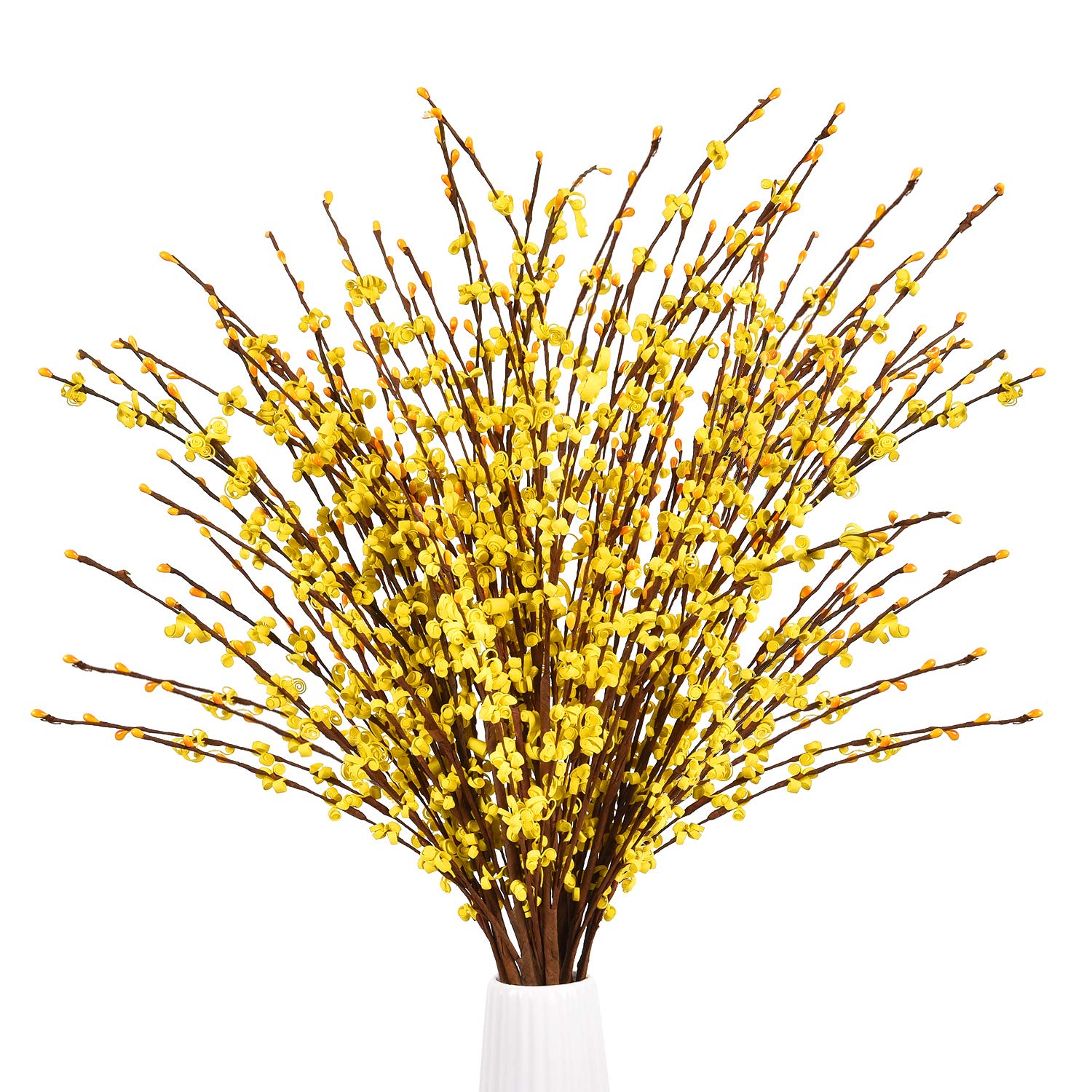 Hamore 10pcs Faux Jasmine Long Artificial Jasmine Flowers Faux Jasmine Branches Artificial Flowers Fake Flowers Long Stem Artificial Flowers for Tall Vase Home Kitchen Office Wedding DIY Decor, Yellow