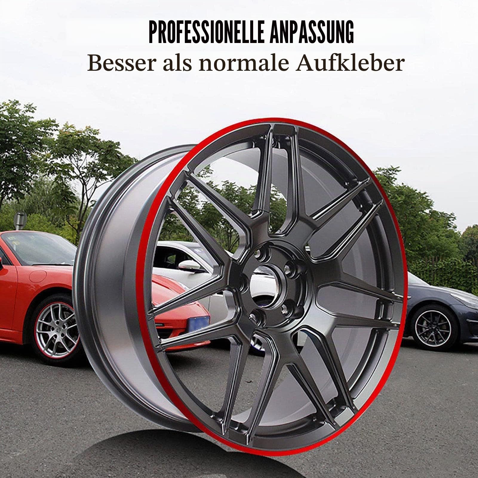 Felgenschutz FüR RäDer, 16/17/18/19/20 Zoll Auto Felgenschutz, Universeller Felgenschutz FüR Reifen, Schutzzierring FüR Autoreifen, 4er-Set, Antikollisions, Kratzfest,Rot,17in