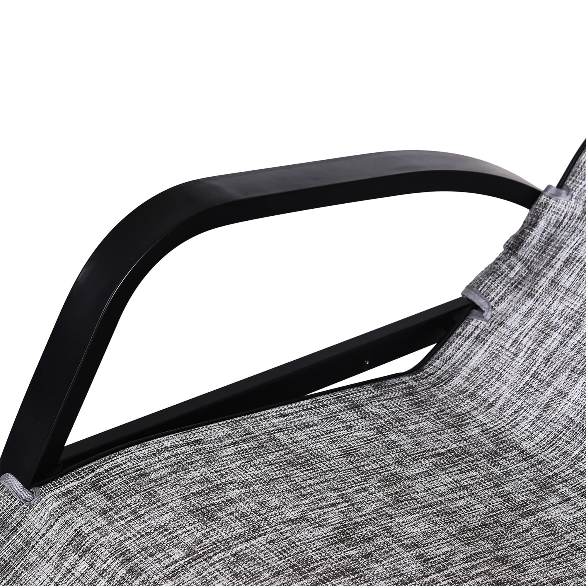 Outsunny Fauteuil à Bascule Dossier inclinable réglable Chaise Longue Pliable dim. 64L x 94l x 108H cm métal époxy Noir textilène Gris chiné