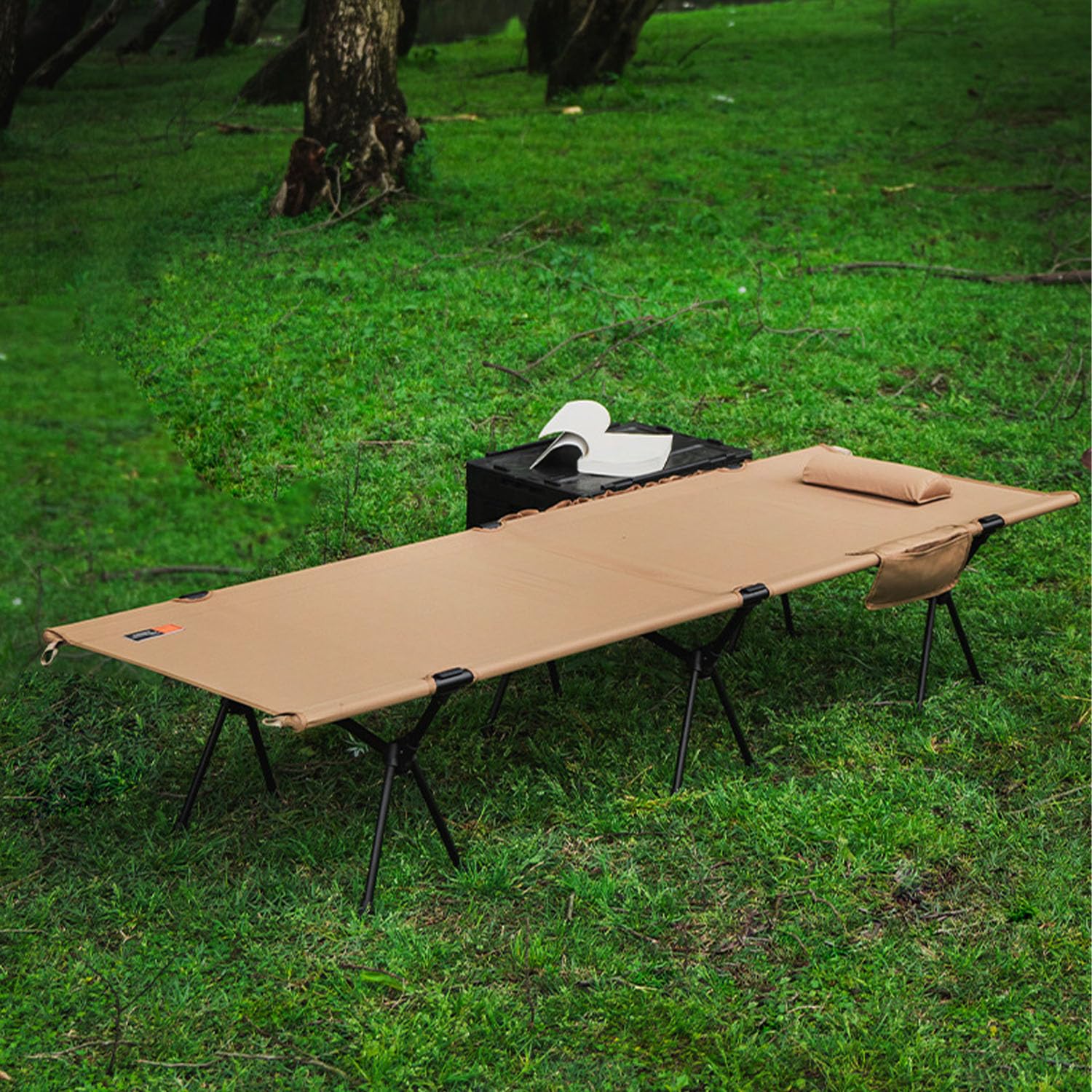 NORDPEAK Folding Camping Cot with Pillow, 2-in-1 Height Adjustable Bed, Portable Lightweight 6.4lbs, with Carry Bag, Beach Cot for Camping, Fishing, Outdoor, Supports up to 551lbs