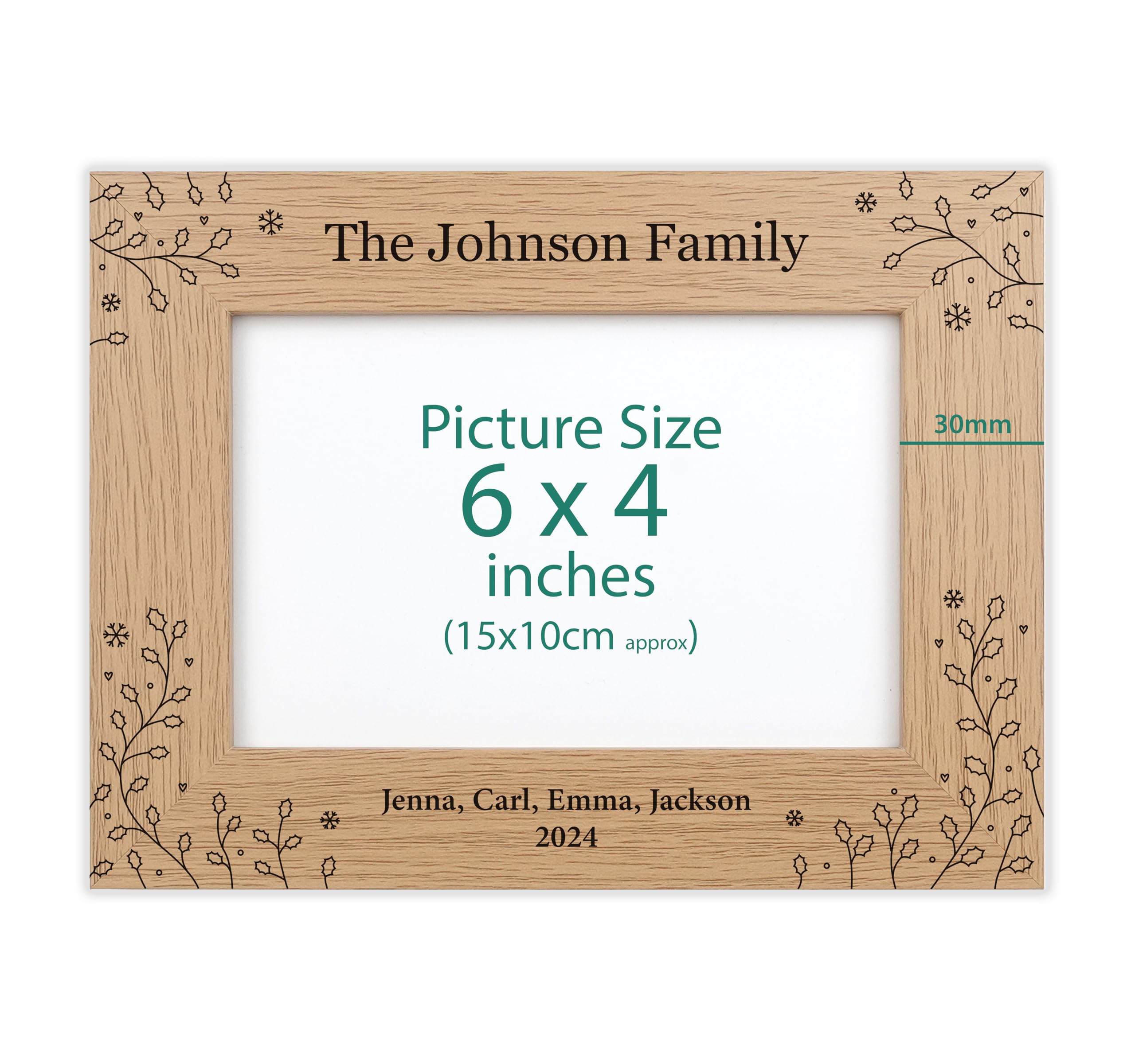 Personalised Engraved frame (Christmas, Oak Effect, 6x4 Inches (Landscape))