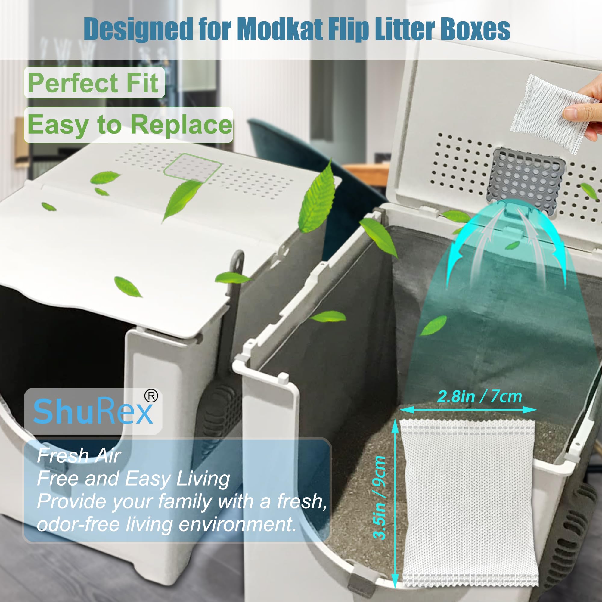 12 Pack Replacement Charcoal Filters for Modkat Flip Cat Litter Box, Activated Carbon Air Purifier Refills Compatible with Modkat Flip Cat Litter Box - image 4