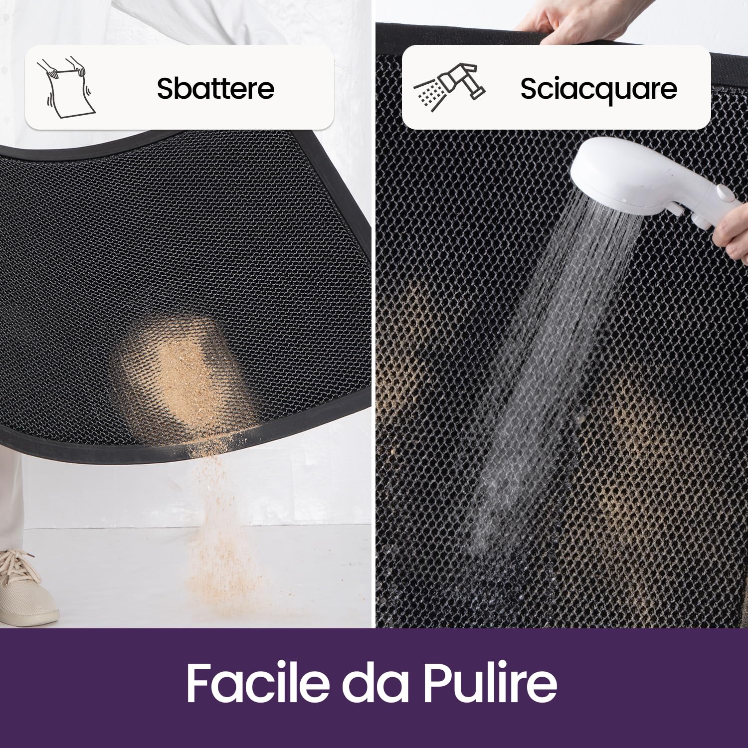 DEXI Zerbino Ingresso Esterno 60 x 90 cm, Zerbini Antiscivolo, Assorbente Di Sporco e Lavabile, Impermeabile Tappeto per Porte Anteriori e Posteriori, Grigio scuro