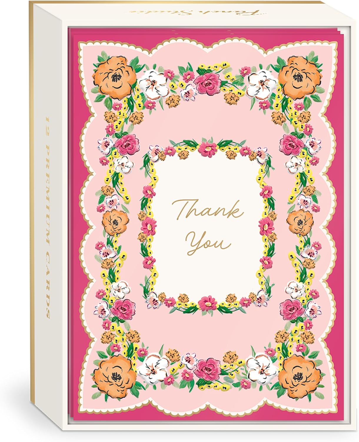 Punch Studio Thank You Cards with Envelopes - Embossed 12-Count Luxe Boxed Notecards, Peacock with Gold Foil