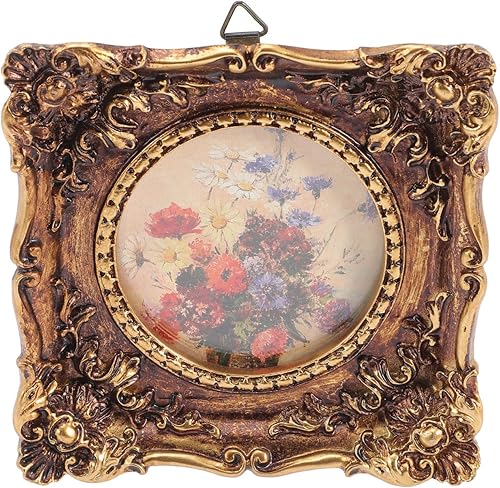 HOMSFOU Marco de fotos de estilo europeo, marcos de fotos ornamentados, marco de fotos ovalado, marcos de fotos clásicos de escritorio para oficina,