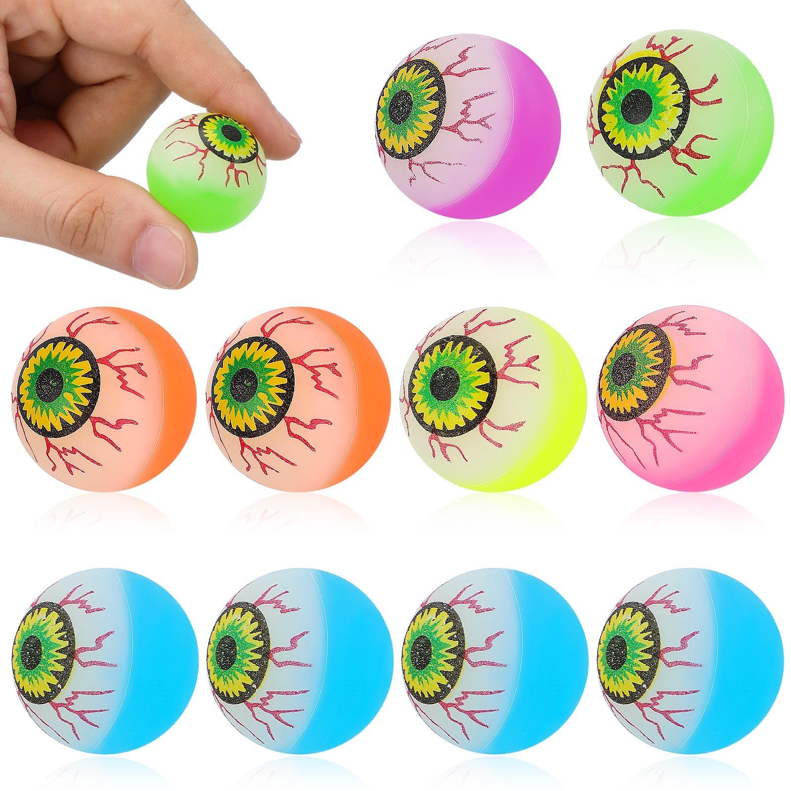 Halloween Flummi Augen 32 mm, 10 Stück, leuchtend,…