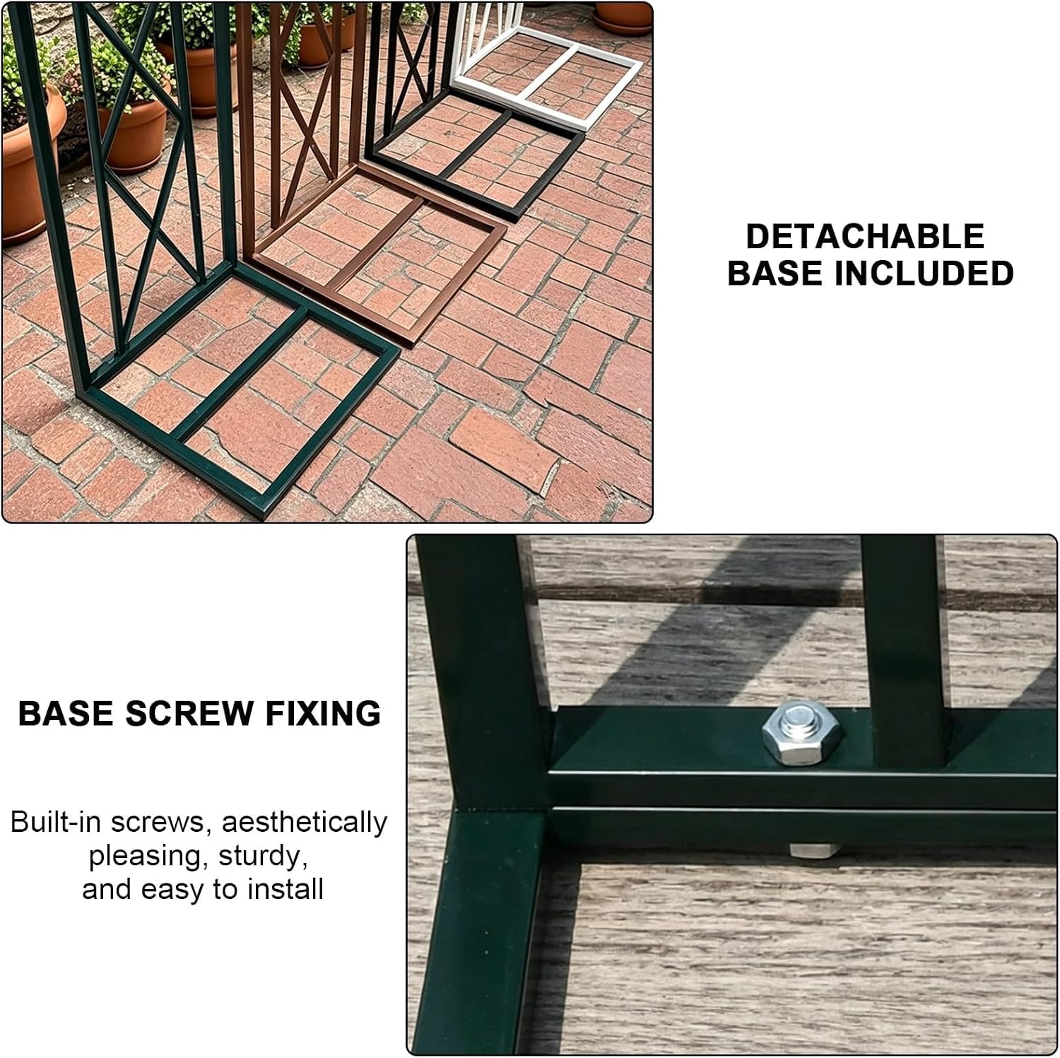Arco de Jardín Pesado, Enrejado Hierro Antióxido Base Fuerte para Rosales | Arco para Bodas para Patio, Césped y Eventos al Aire Libre