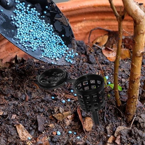 Miniatura 8 de Happyyami 50 cestas de fertilizante para bonsái, caja de fertilizante de plástico, cesta de fertilizante con cubierta para plantas de cultivo de