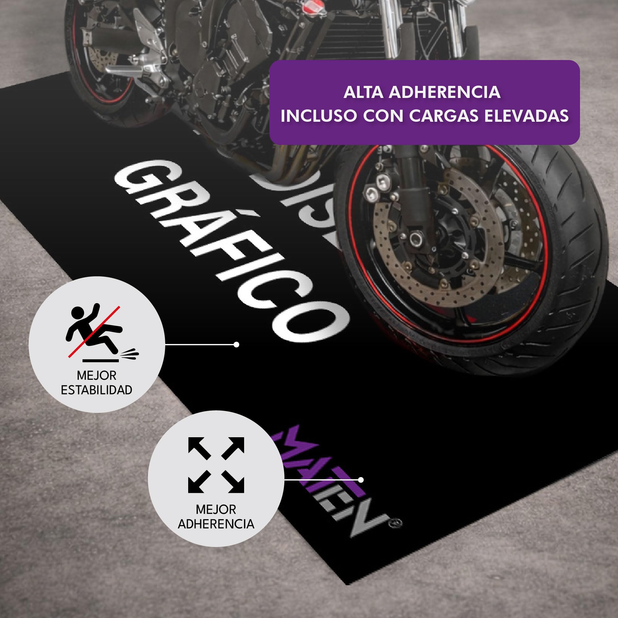 MATEN Alfombrilla de Garaje para Moto Personalizable moqueta Estampada, con Base de Gel Antideslizante, Ideal para Taller y Zona de Mantenimiento (Moquette, 200x80)
