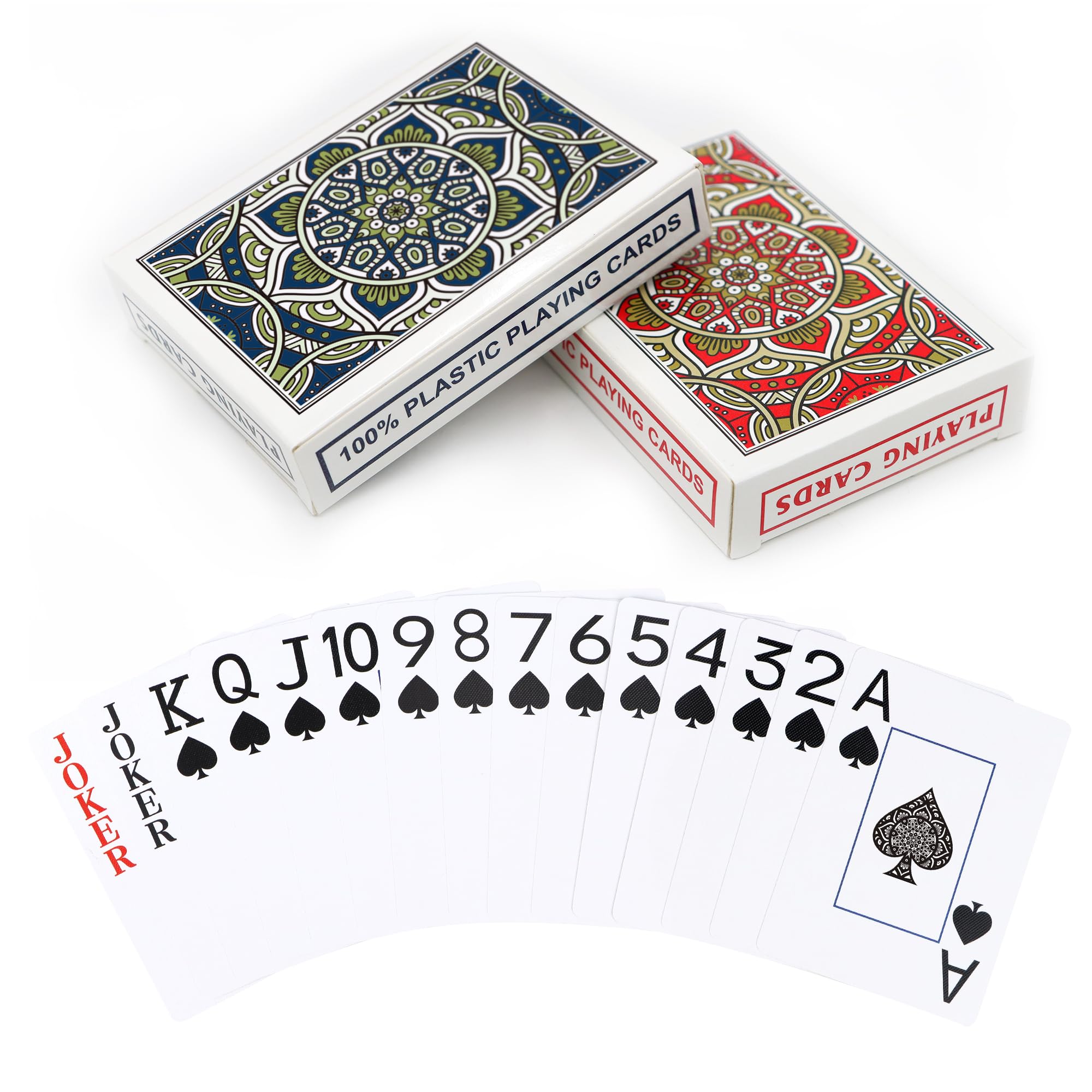 Plastic Playing Cards 2 Pack Waterproof Poker Card,Jumbo Large Print Playing Cards for Adults Seniors,2 Decks of Cards Set Poker Size Cards for Fun Card Game