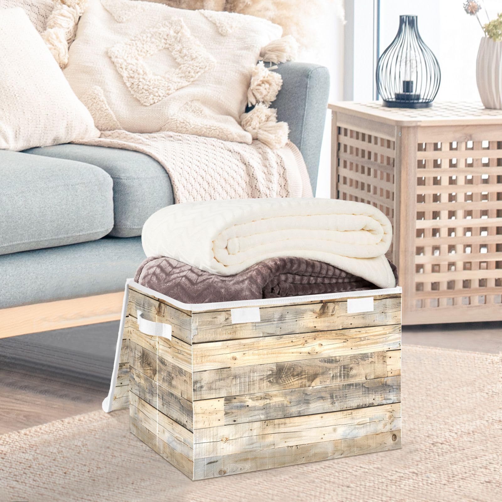 Amazon.com - PDZRMY Wood Texture Rustic Large Storage Bins with
