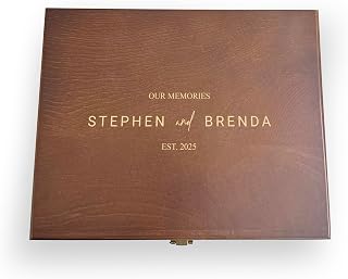 KrezyCase Personalized Engraved Wooden Keepsake Box - Custom Wedding Memory Box, Photo Storage Gift for Couples (3 Sizes)