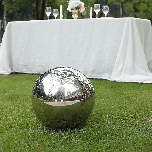 Efavormart - Esfera de espejo de acero inoxidable plateado, esfera hueca reflectante brillante para jardín, 16 pulgadas
