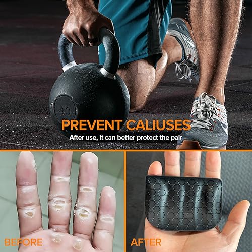 Miniatura 4 de FUNTOFUN Agarre de silicona antideslizante para gimnasio, almohadillas de goma para hombres y mujeres, guantes protectores ergonómicos de palma de