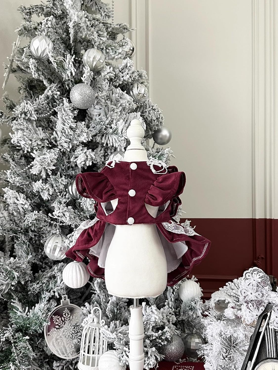 Furbabycare® Elegant Sweet Fashion Puppy Dog Blingbling Princess Skirt Pet Dog Lace Cake Camisole Tutu Dress A-WineRed Medium