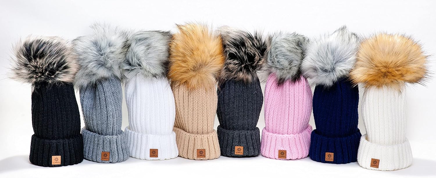 4sold Rita Girls Winter Hat Wool Knitted Beanie with Large Fur Pom Cap Ski Snowboard Hats Bobble One Size image 3
