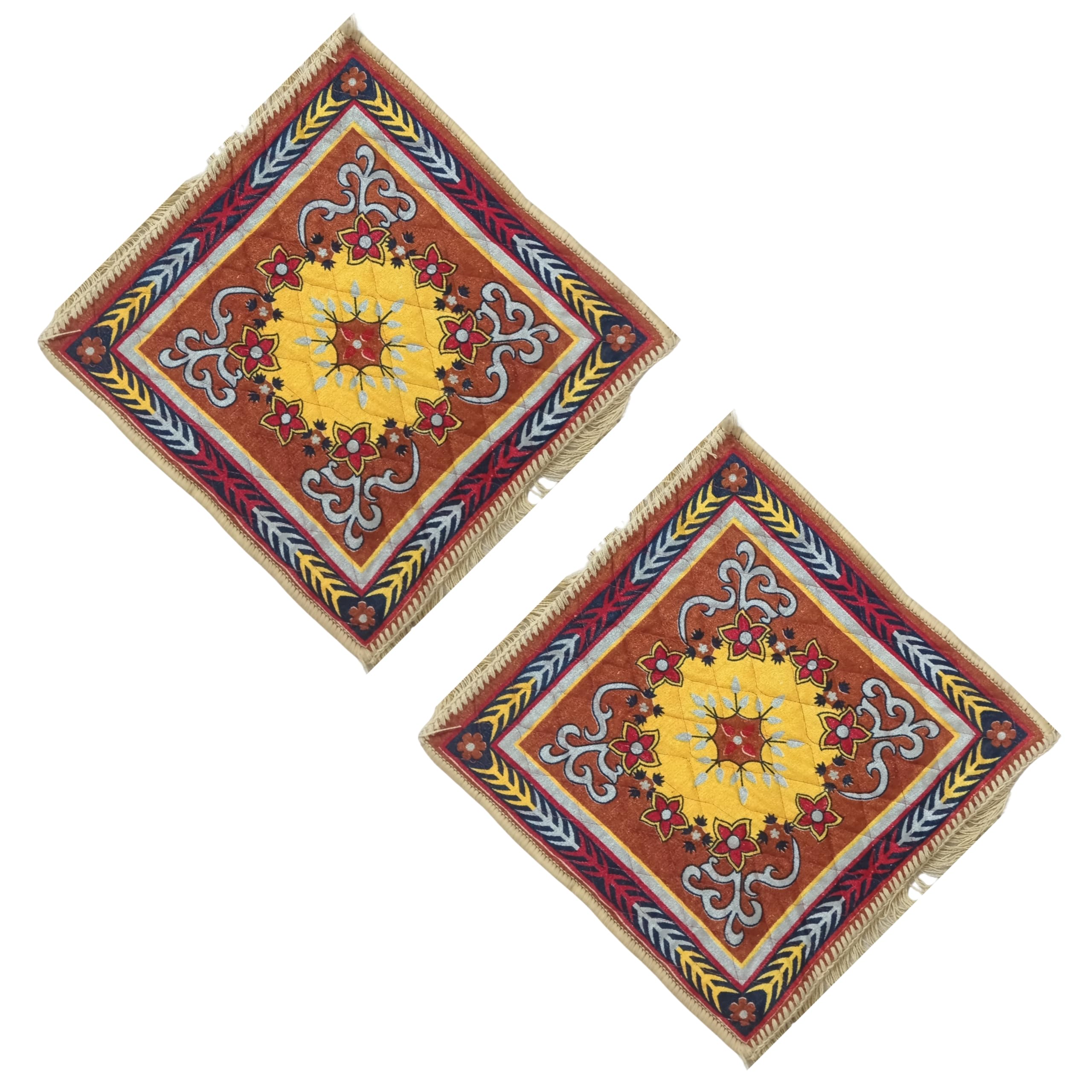 Velvet Prayer Mat/Pooja Mat – Mustard Color – Pack of 2 | 19x19 Inch Soft Velvet Mat for Mandir, Chowki, Idol Placement, Daily Pooja & Festivals | Premium Velvet Cloth for Temple Decoration-image-17