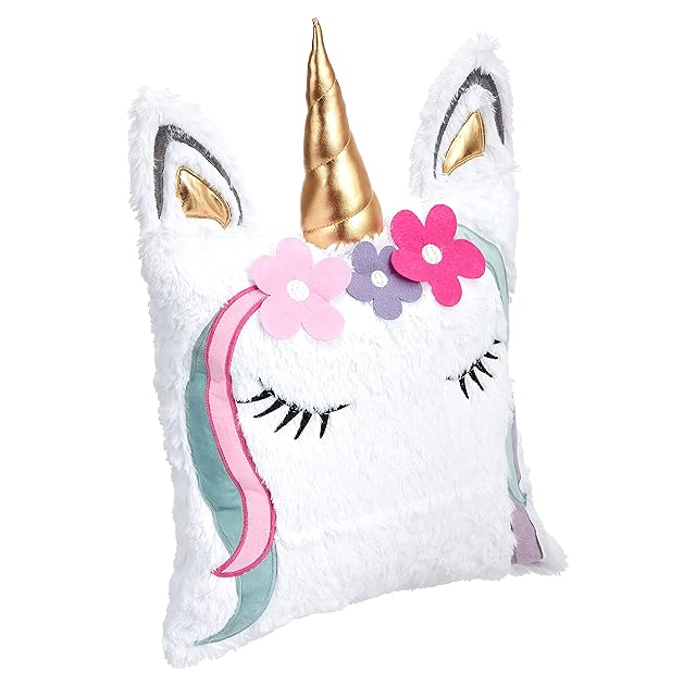 Amazon Basics Unicorn Face Decorative Pillow, 41 x 41 cm