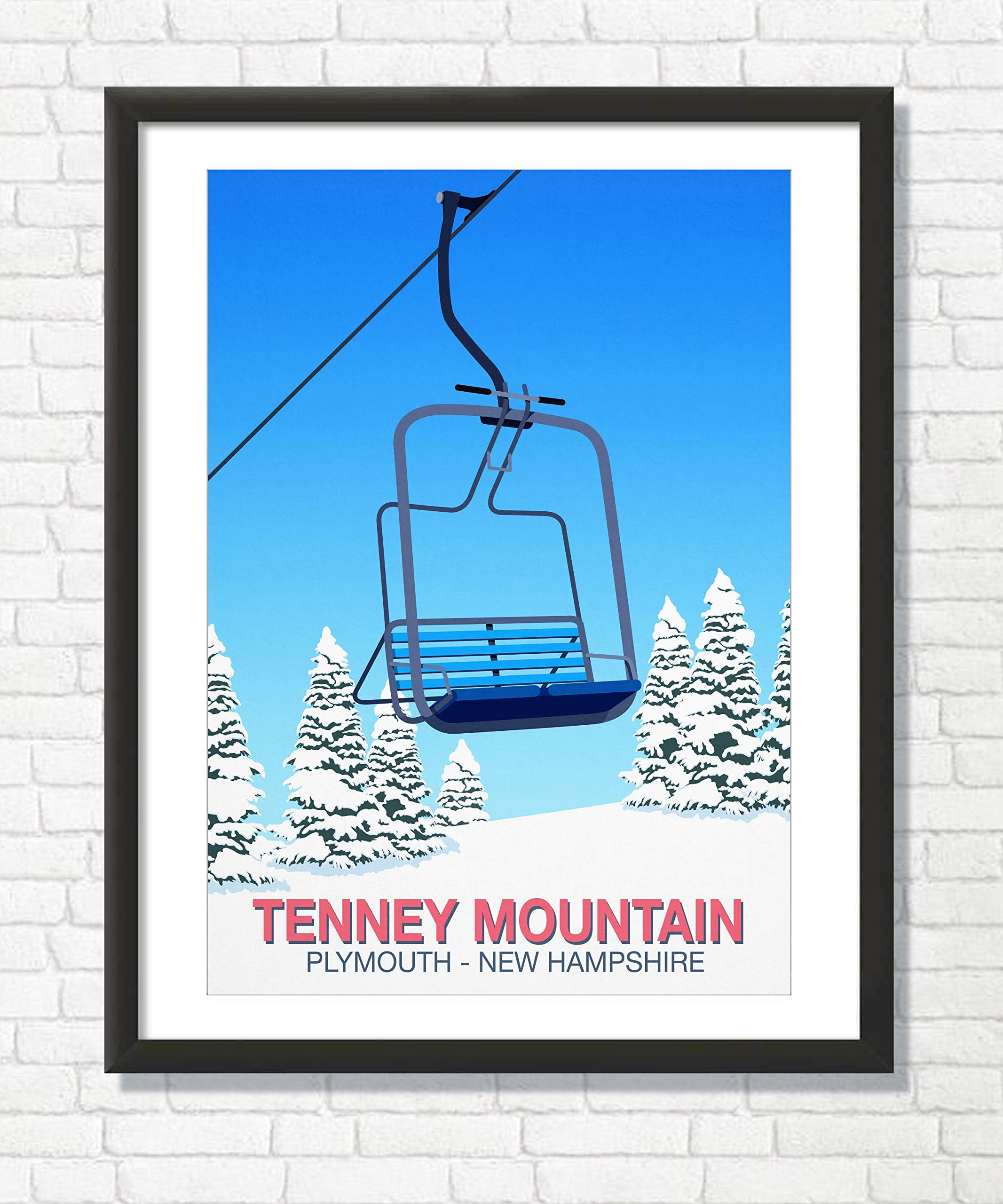 Steve Ash illustration Tenney Mountain Poster,Ski Poster,Ski Print,Travel Poster (70cm x 100cm)