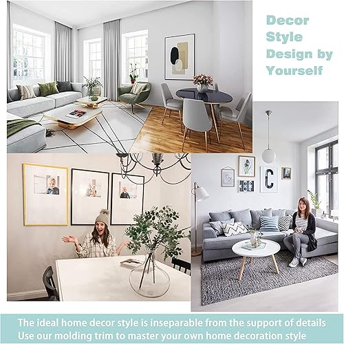 Miniatura 4 de Moldura flexible autoadhesiva de 164 pies para despegar y pegar 3D impermeables adhesivas decorativas para borde de espejo pared de fondo de TV