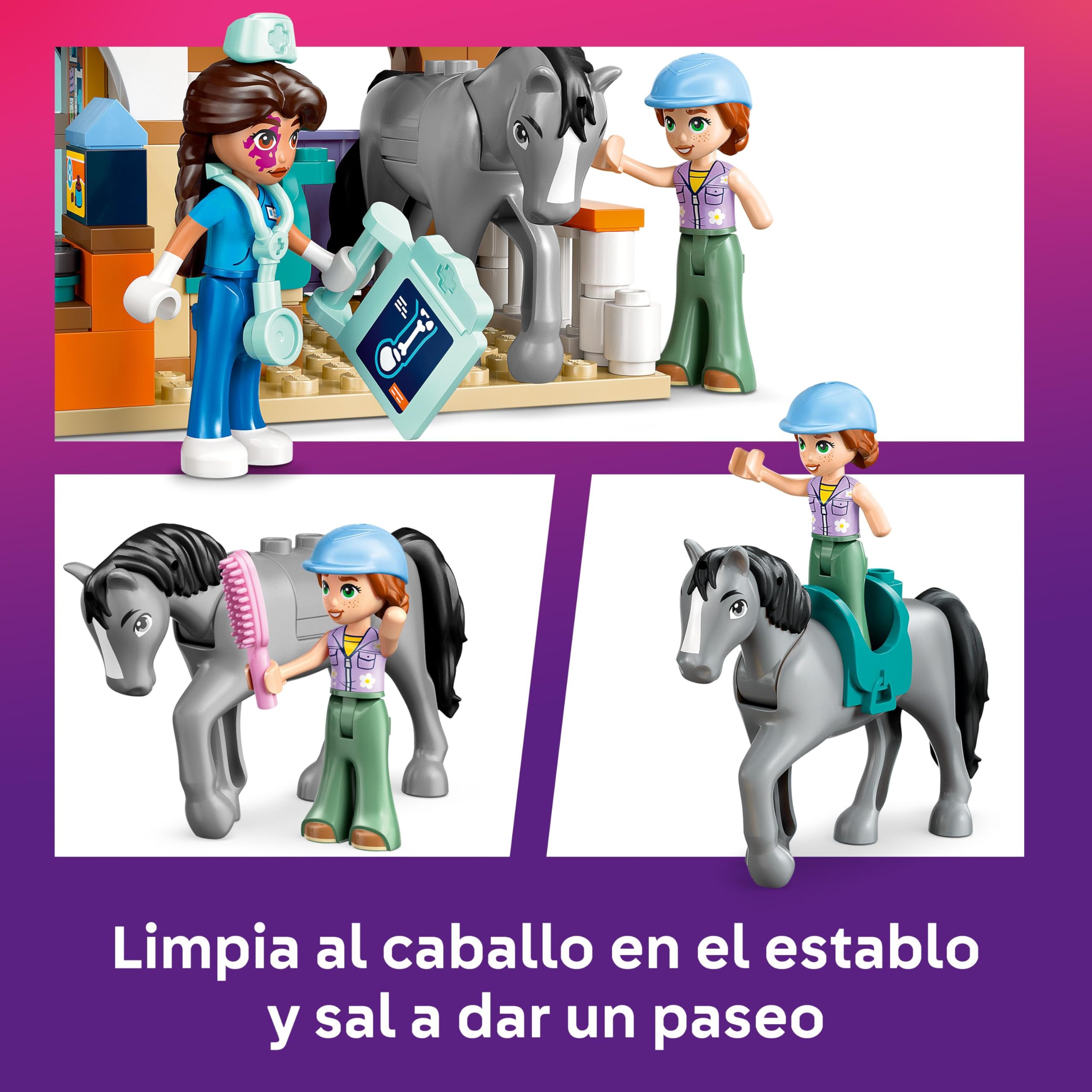 LEGO Friends Caballo y Clínica Veterinaria de Mascotas - Figuras de Animales Inc. Gato y Perro de Juguete, 3 Mini Muñecos, Establo de Caballos y Accesorios - Regalo para Niñas de 6+ Años 42651