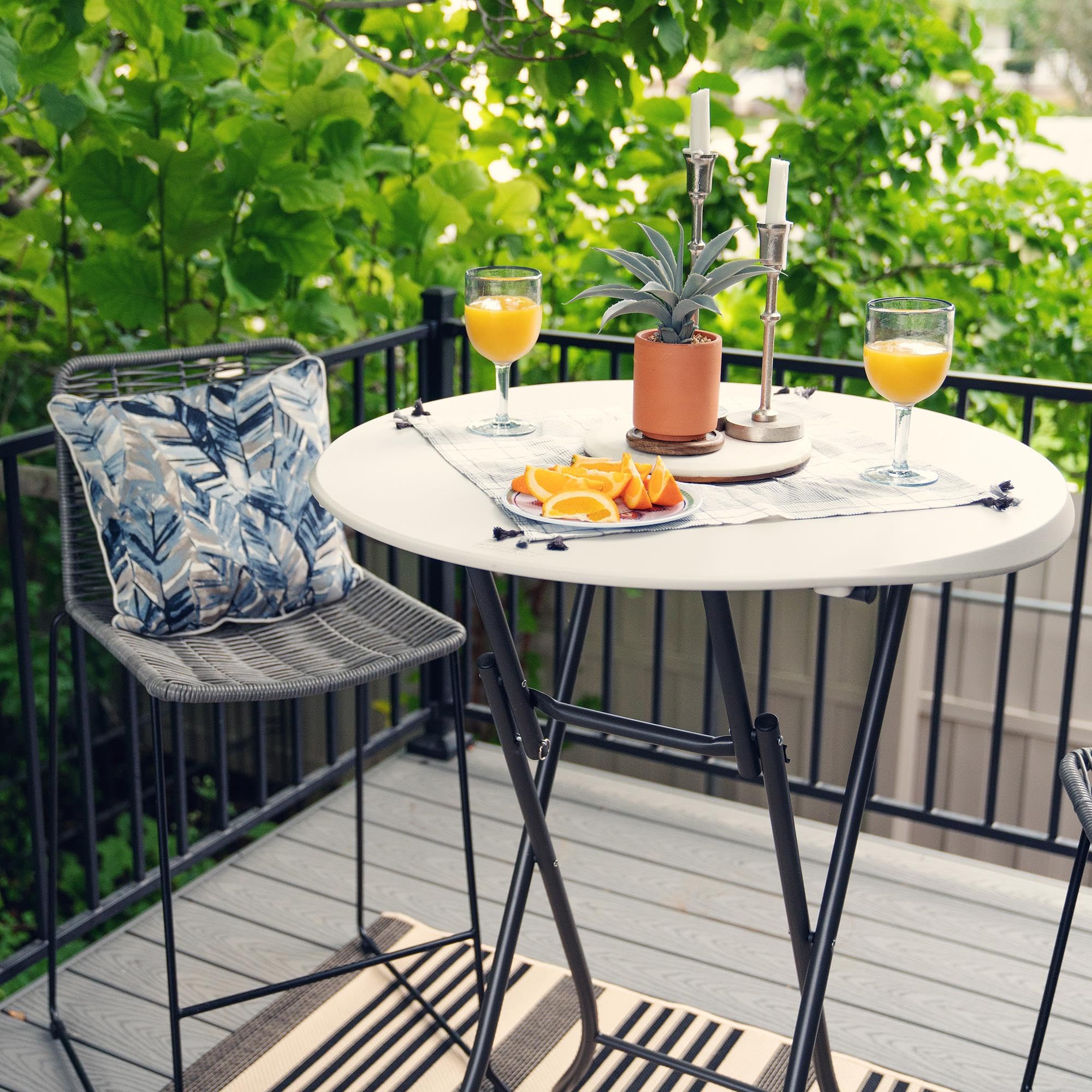 Lifetime 92120 - Mesa Plegable Redonda Alta | Mesa Redonda jardín, terraza, Patio, balcón | Medidas Ø84cm, Altura 110cm | Mesa Redonda Exterior Eventos, Mesa Catering Plegable | Muebles Lifetime