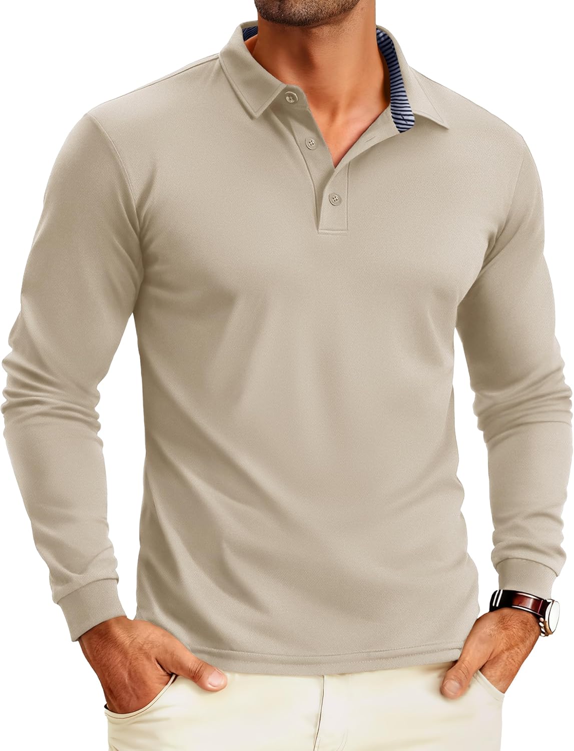 MAGCOMSEN Men's Polo Shirts Long Sleeve Golf Shirt Performance Quick Dry Moisture Wicking Casual Collared Shirts