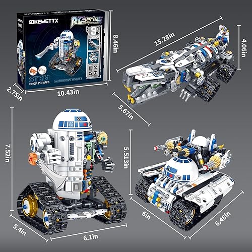 Miniatura 6 de Kit de construcción de robótica STEM 3 en 1, 776 piezas con aplicacióncontrol remoto, juegos de bloques de construcción de juguete Space Wars,