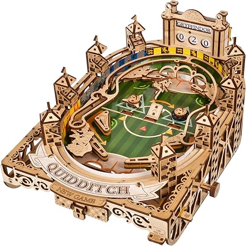 UGEARS Harry Potter Quidditch Pinball Machine - Rompecabezas de madera 3D para adultos para construir, kits de modelo mecánico de madera,