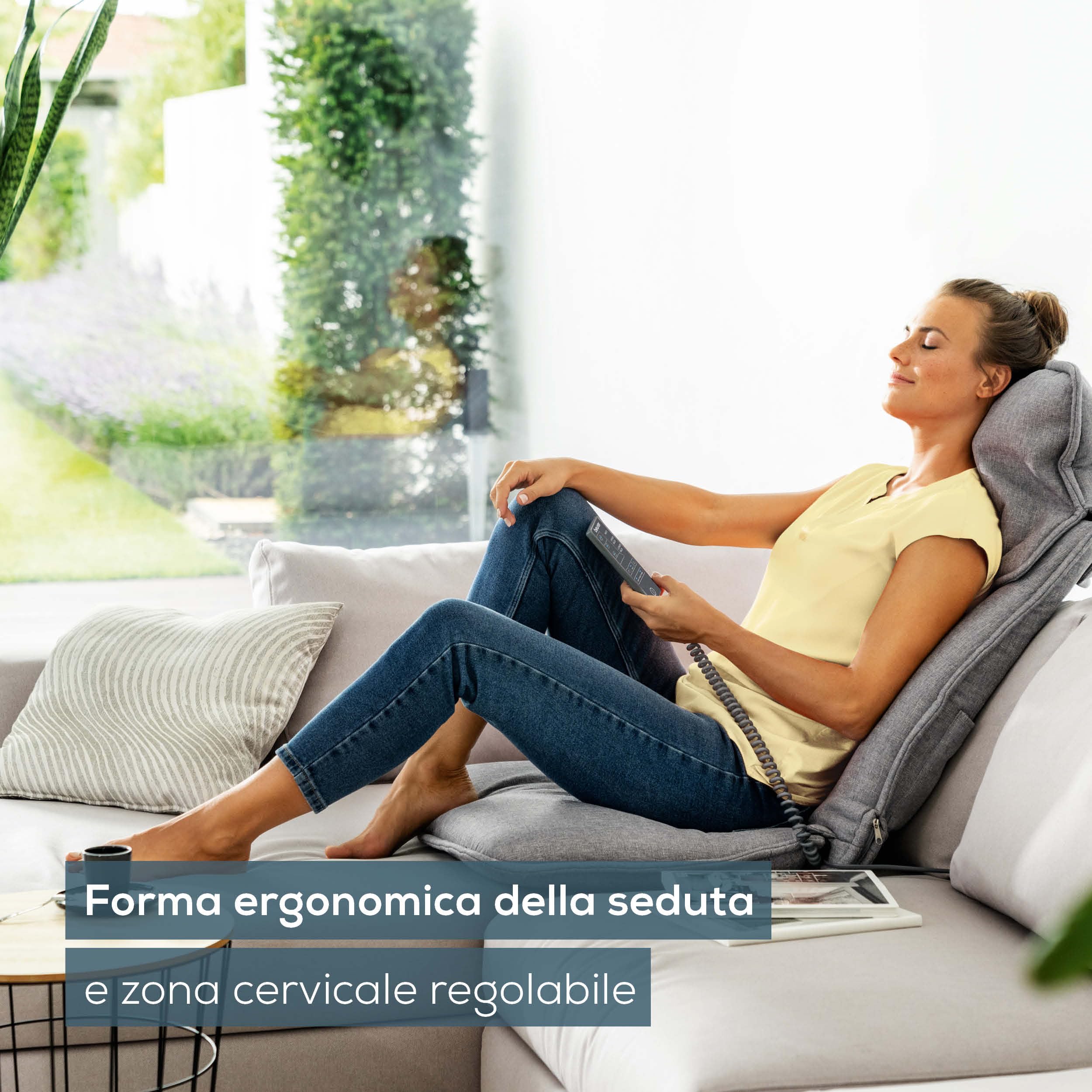 Beurer MG 330 Coprisedile Massaggiante Shiatsu Grigio con 3 Aree di Vibrazione a 4 Testine che Simulano il Massaggio Manuale, 2 Livelli di Intensità, Interruttore Manuale