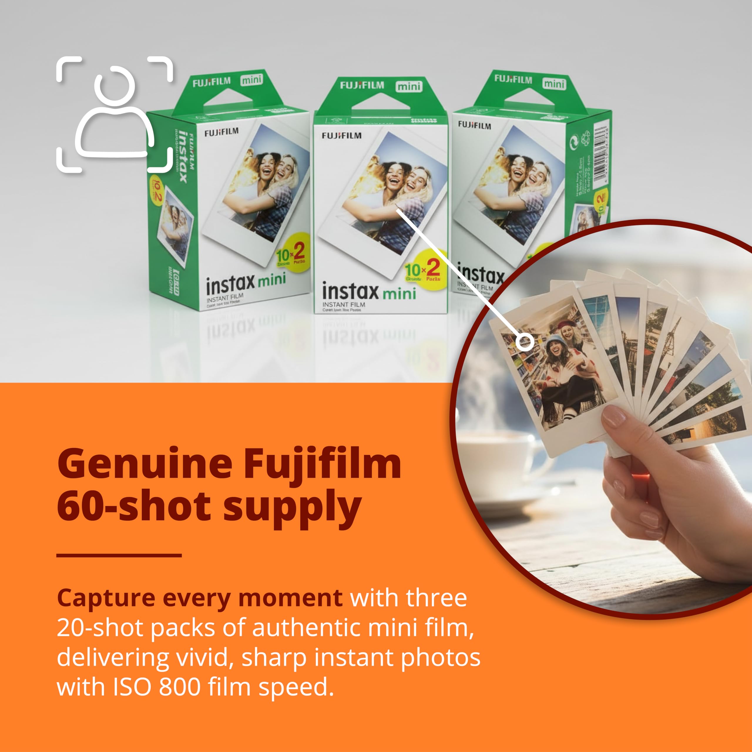 Instant Camera Film Bundle with Mini Film x 60 Shots, Wall Hanging Album, Clikoze Lens Cloth and Instant Photography Tips Card — view 3