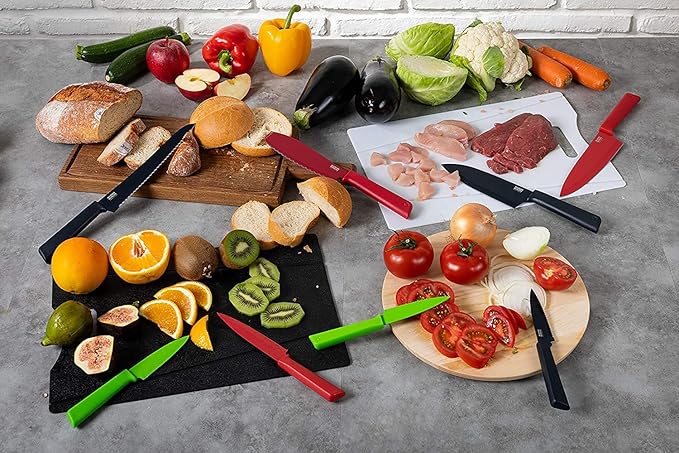 Set Cuchillos Cocina 3 Piezas Acero Inoxidable con Fundas miniatura 6