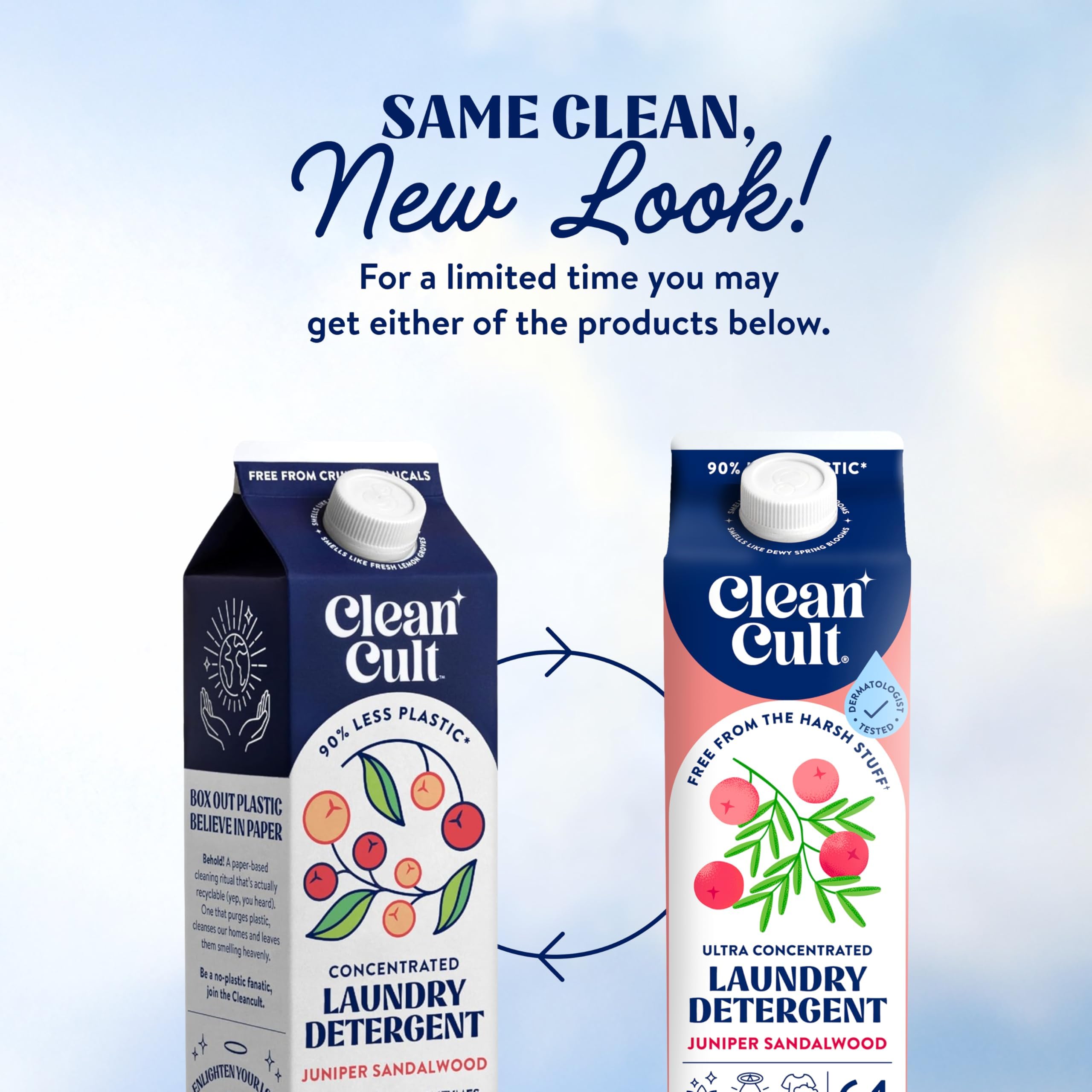 Cleancult Natural Liquid Laundry Detergent Refill, Juniper Sandalwood Scent, 96 Loads, HE Compatible, 32 oz, 3 Pack, Eco Friendly & Cruelty Free