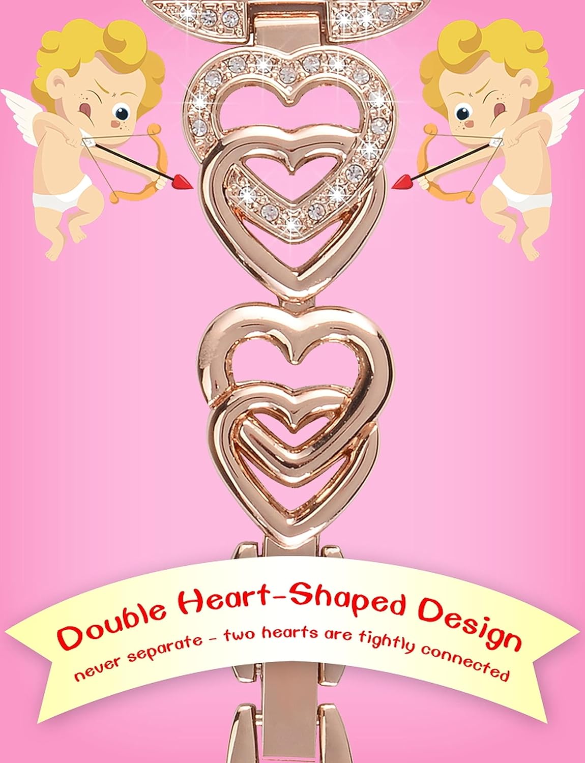 Heart-Shaped Band Compatible for Apple Watch Band 38mm 40mm 41mm 42mm 44mm 45mm 46mm 49mm, Iwatch Band for Women Stainless Steel Metal Strap for iWatch Series 10 9 8 7 6 5 4 3 2 1 SE Ultra