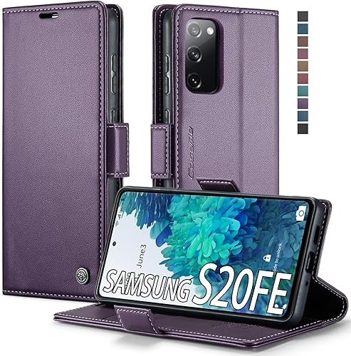 Funda tipo cartera para Samsung Galaxy S20 FE 5G, soporte magnético, funda protectora de cuero con tapa para tarjeta de identificación y crédito