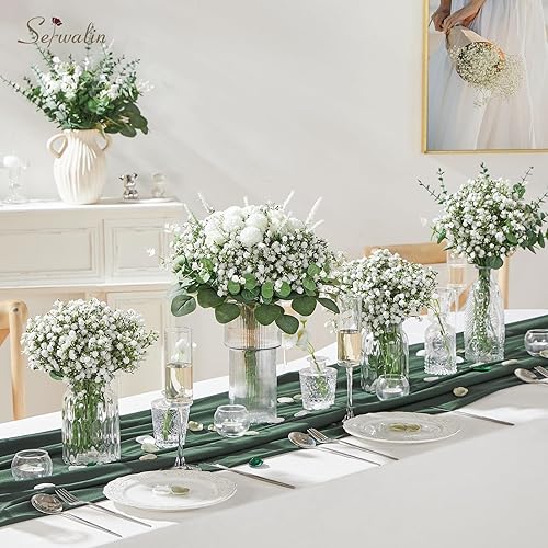 Miniatura 3 de Serwalin Flores artificiales de aliento de bebé, flores artificiales de aliento de bebé, ramo de gypsophila blanca a granel, flores de tacto real a