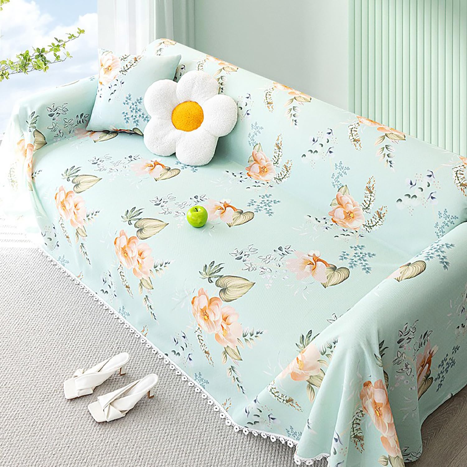 Housse de canapé rafraîchissante en soie glacée style rustique antidérapante 180x230cm
