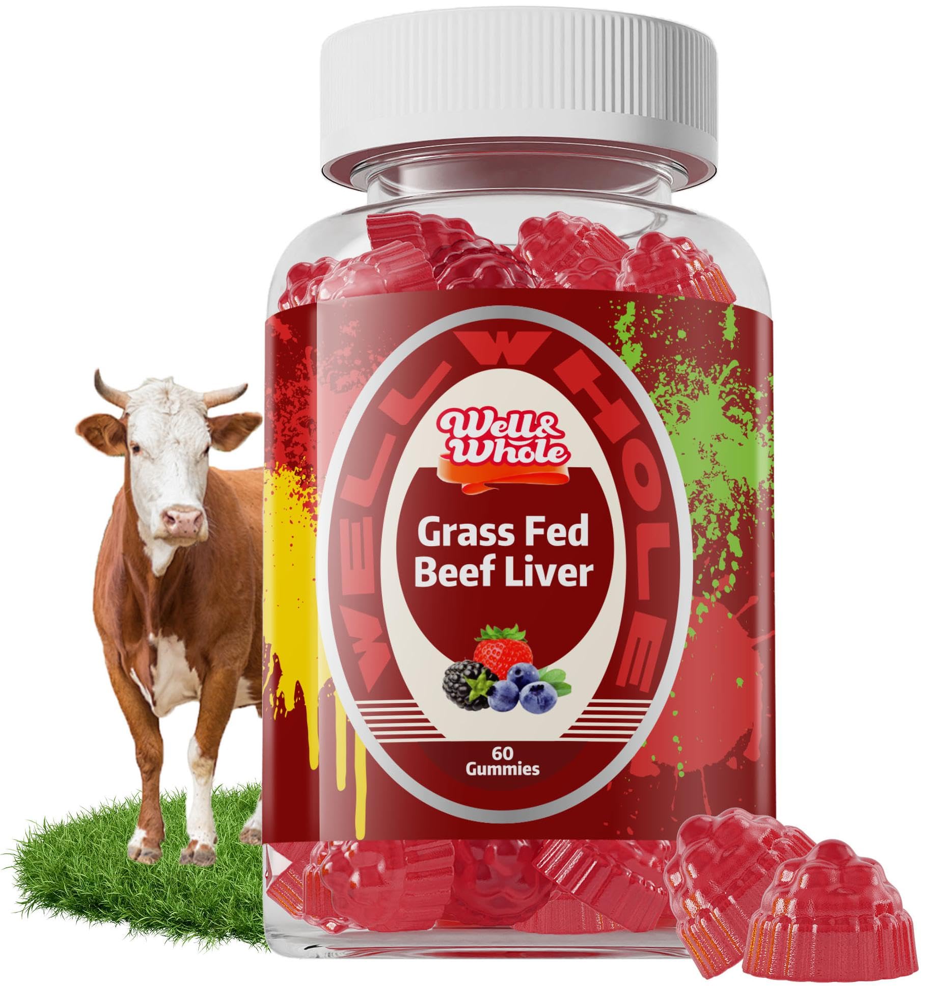 Grass Fed Beef Liver Gummies, Dessicated Beef Liver Supplement for Energy, Immunity, and Full Wellness - Non GMO, Gluten Free, 60 Counts