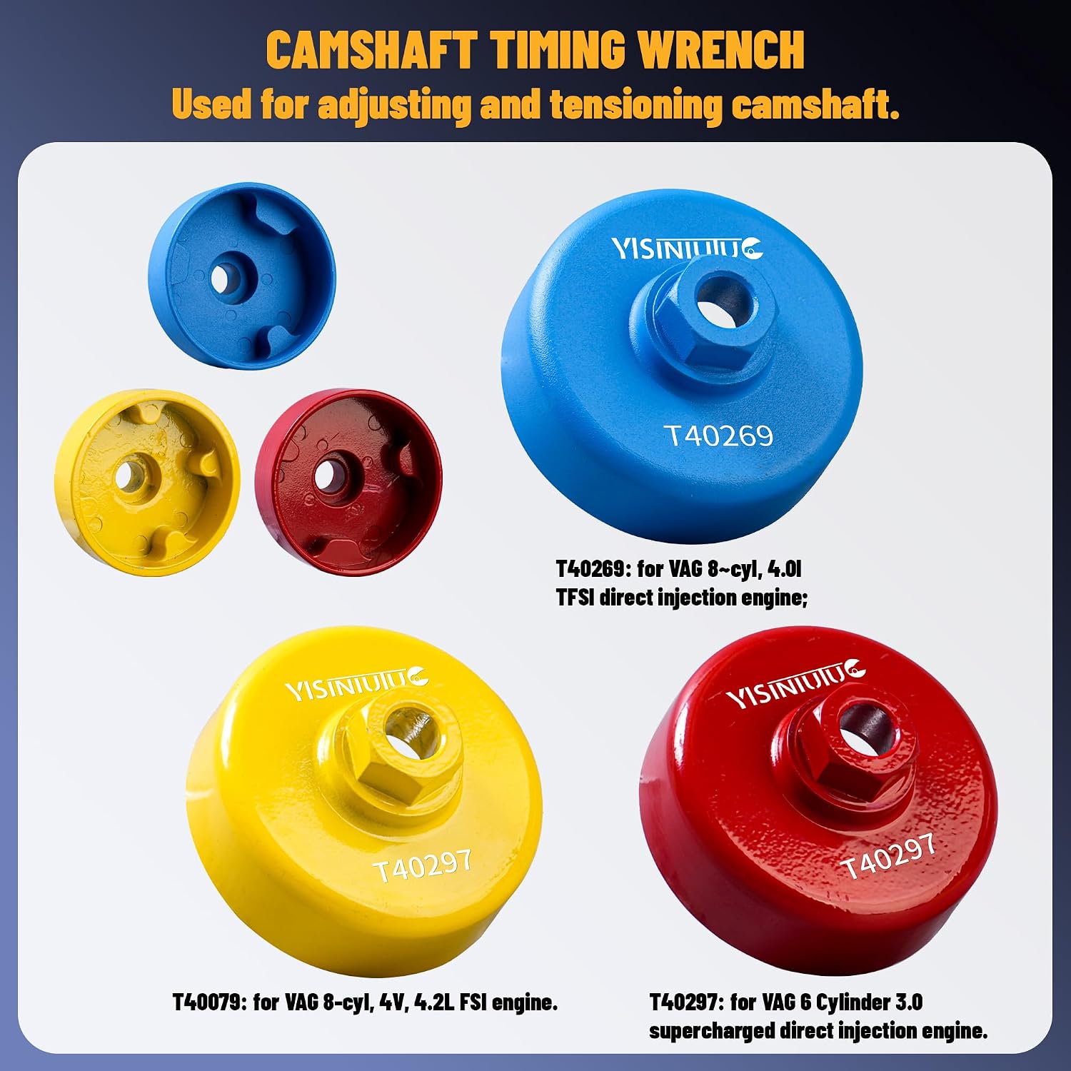Camshaft Timing Tool Compatible with 2.0T,2.4, 2.8, 3.0T, 3.2T, 4.2, 5.2 Engine Camshaft Adjuster Key T40133 T40070 T40026 T40071 T40058 T10172 T40069 T10035 T40079 T40269 T40297 3.0