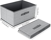 Vista 5 de DAYARD Fabric Bins [3-Pack], Foldable Cube Baskets Storage Boxes for Shelves, Closet, Bookshelf, Nursery Organizer Containers, 16 x 11 x 8 inch Grey