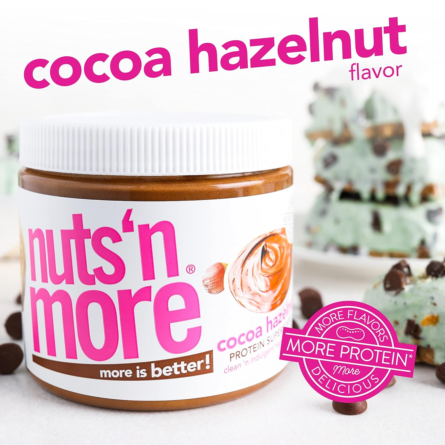 Nuts ‘N More Cocoa Hazelnut Butter Spread - High Protein, Low Carb, Low Sugar, Gluten Free, Non-GMO, All-Natural Keto Nut Butter Snack (15oz Jar)