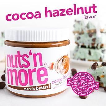 Nuts N More Cocoa Hazelnut Butter Spread - High Protein, Low Carb, Low Sugar, Gluten Free, Non-GMO, All-Natural Keto Nut Butter Snack (15oz Jar)