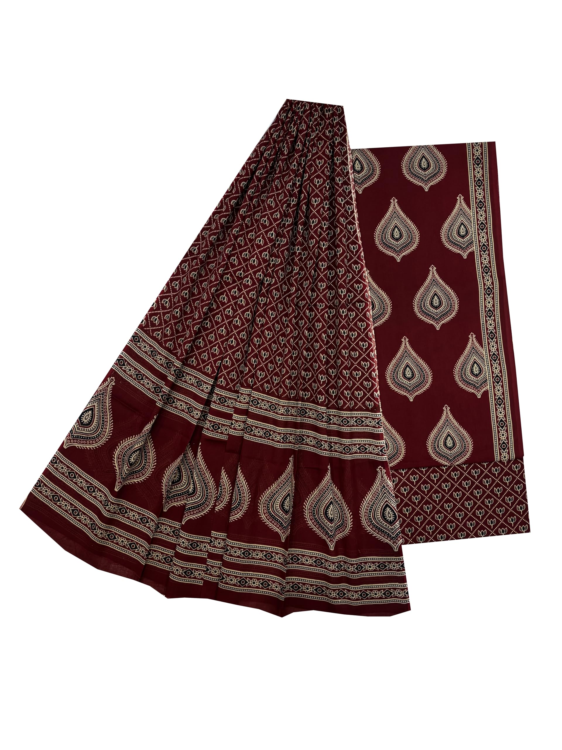 Pure Cotton Dress Material Unstitched Salwar Dupatta Women's Suit Set (Red)-image-21