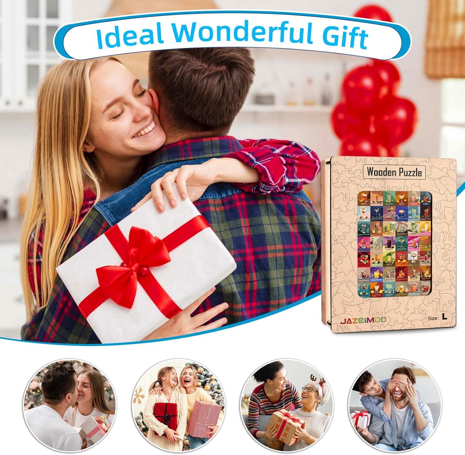 Wooden Puzzles for Adults, Unique Shape Wooden Jigsaw Puzzles for Adults, Cocktail Wood Puzzles Adult with Exquisite Wooden Box for Family Game Birthday Gift (10.8 x 15.1in, 270pcs)