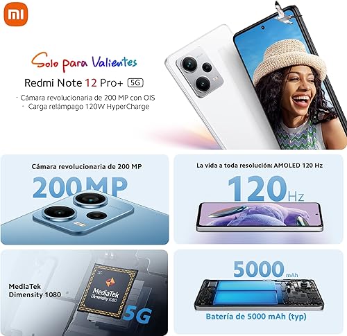 Miniatura 5 de Xiaomi Redmi Note 12 Pro+ Plus 5G + 4G (256 GB + 8 GB) cámara triple desbloqueada de fábrica de 6.67 pulgadas y 200 MP