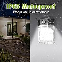 Vista 4 de YXL Paquete de 4 luces LED de pared de 30 W y 3600 lm con fotocélula del atardecer al amanecer, AC100-277V 5000K, luces LED para exteriores, IP65